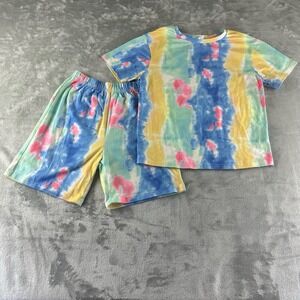 SheIn Pajama Set Boys 8 Tie Dye Stripes Shorts Shirt